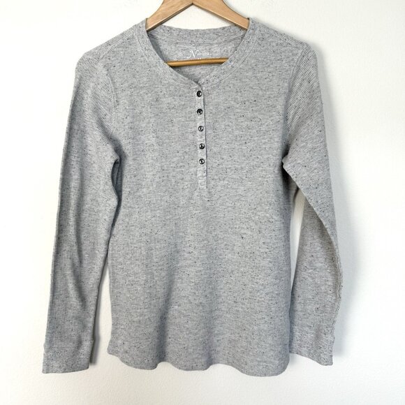 Natural Reflections‎ Waffle Knit Long Sleeve Henley Tee Womens Medium Classic - Picture 1 of 7
